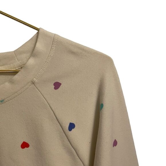 Wildfox Cream Heart Long Sleeve Cropped Sweatshirt Size XL - Picture 2 of 8